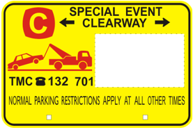 Special event clearway signage