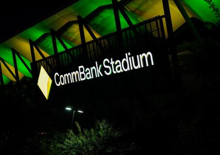 CommBank stadium facade nighttime