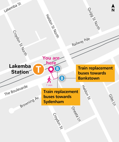 Lakemba train replacement bus stop map