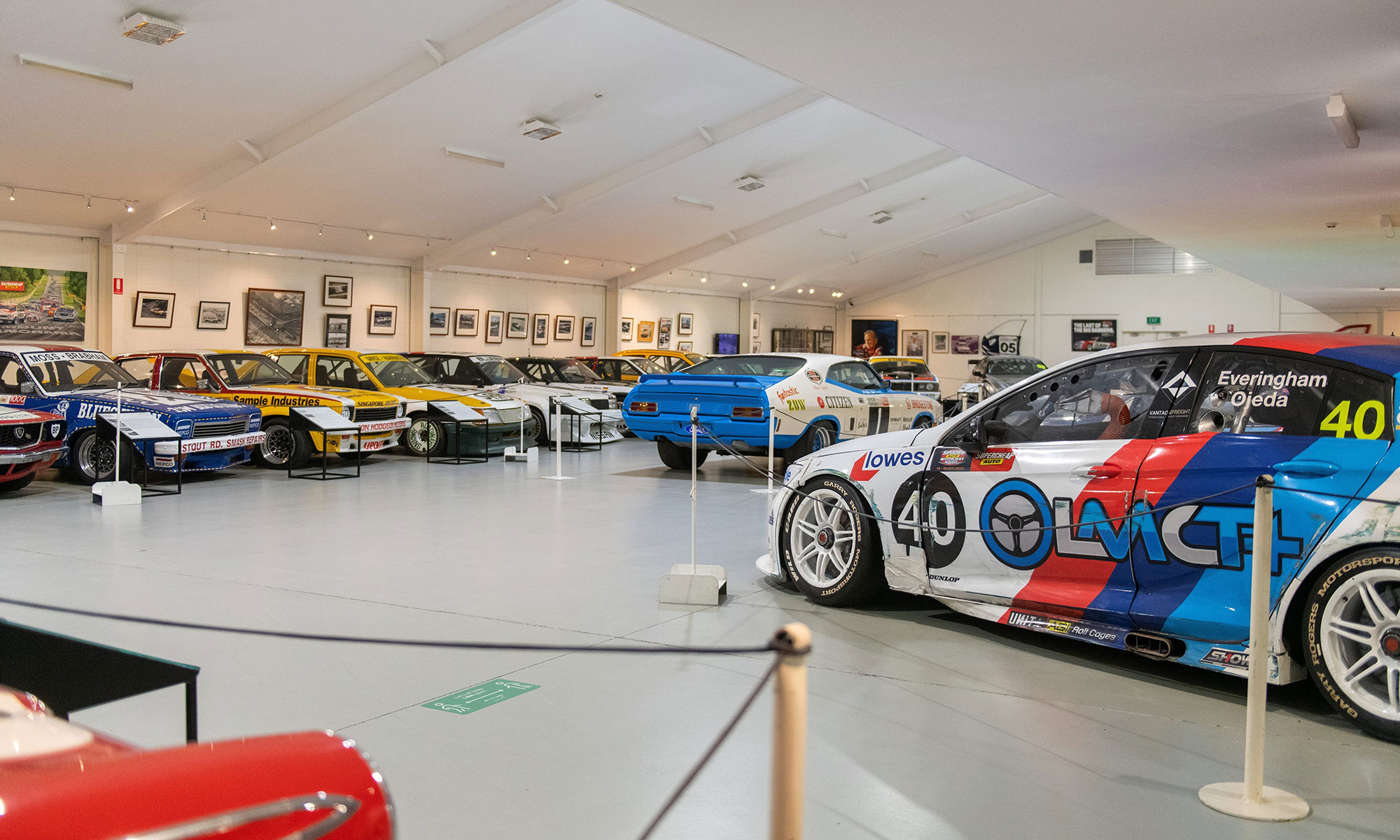 Photos of racing cars at the National Racing Museum in Bathurst