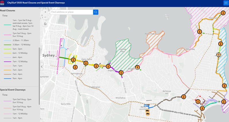 city2surf interactive map