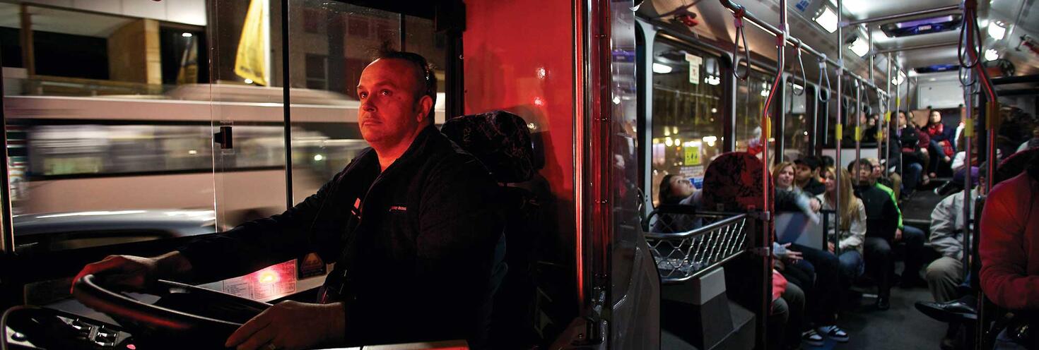 Bus drivers drives late night bus service 