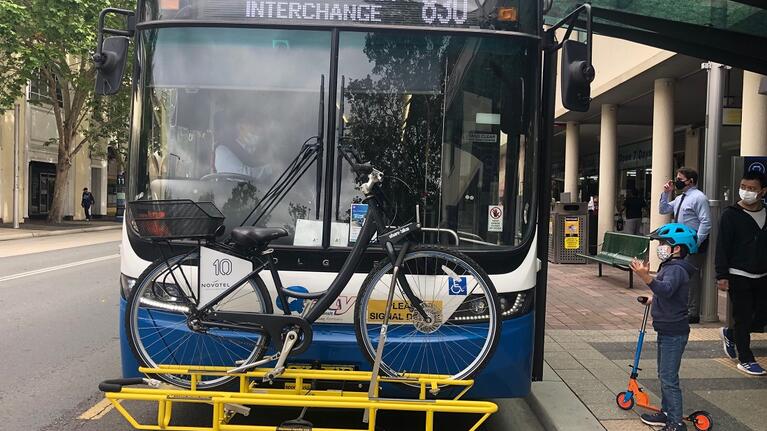 Bike fitted to front of bus