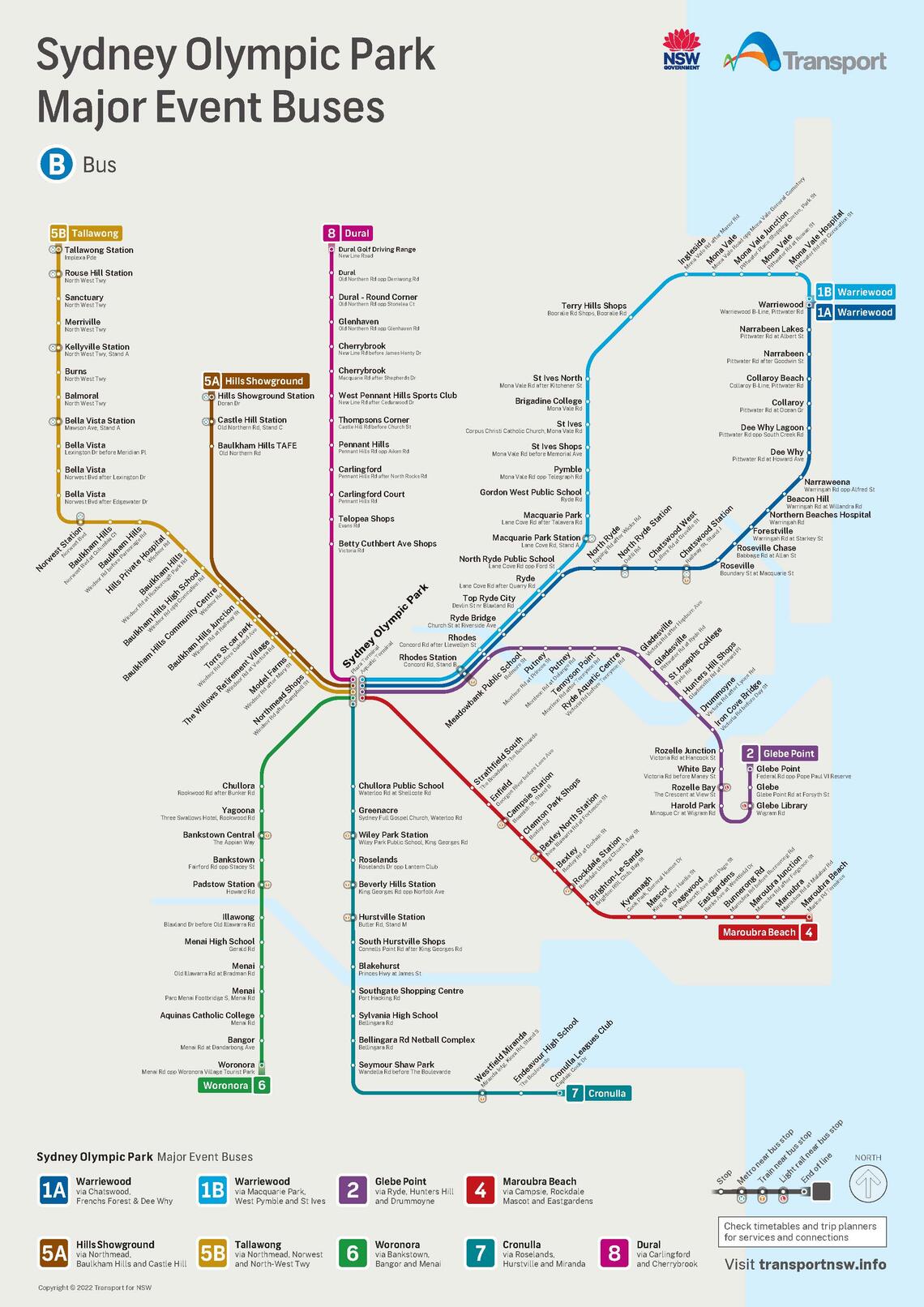 Sydney Olympic Park Major Event Bus route map