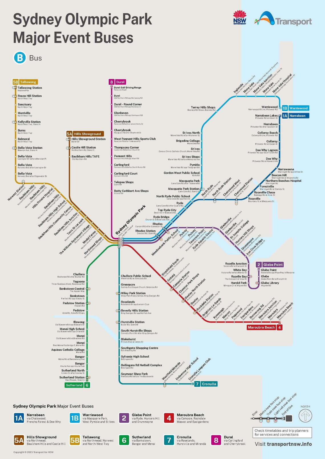 Sydney Olympic Park Major Event Bus route map